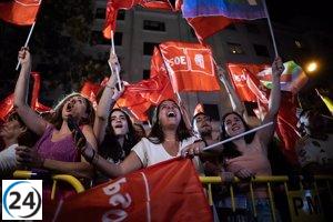 Socialistas se movilizan en masa en apoyo a Sánchez en Ferraz.