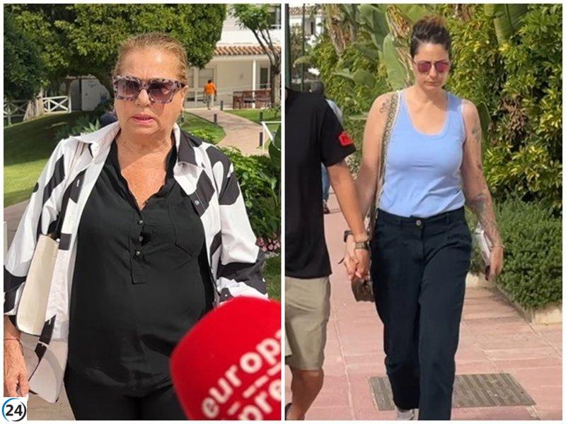 Mayte Zaldívar y su hija Elia muestran preocupación y tristeza tras visitar a Julián Muñoz en el hospital.