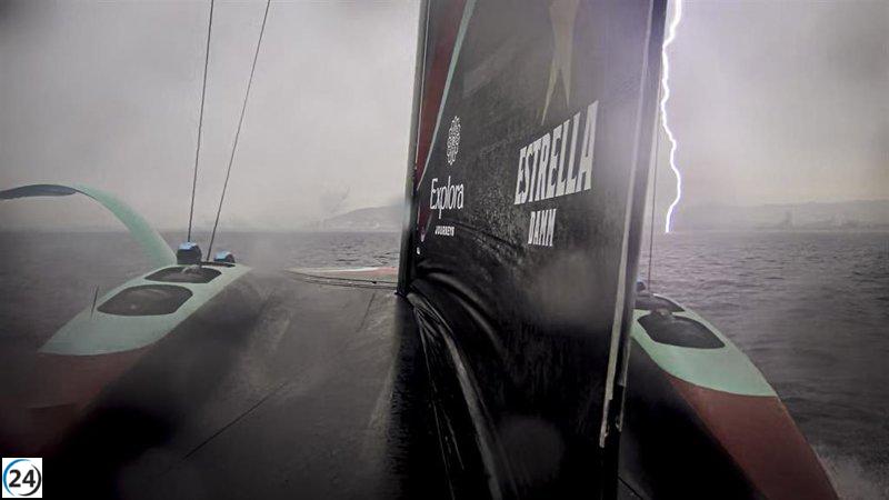 Alinghi Red Bull Racing se prepara para la tormenta en Barcelona.