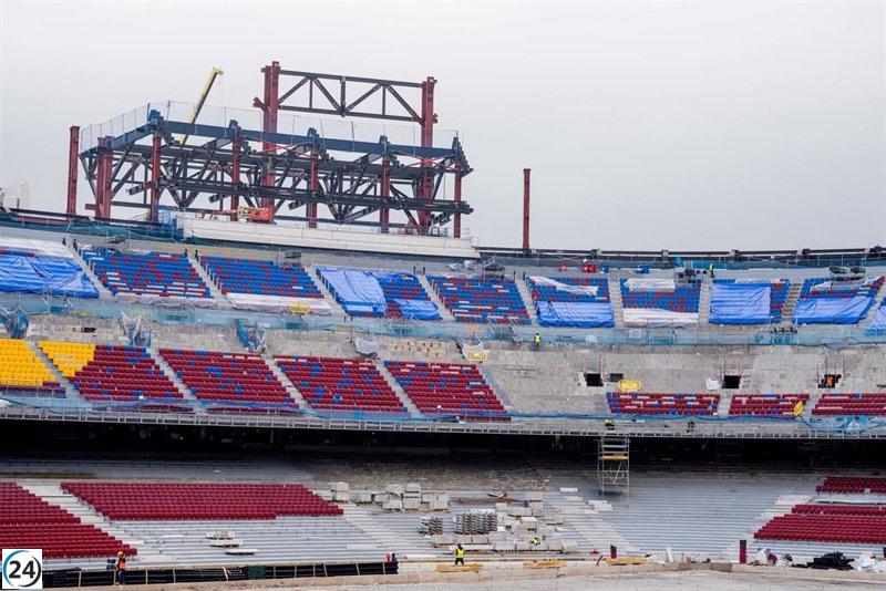 Progreso en la remodelación del Spotify Camp Nou para su reapertura.
