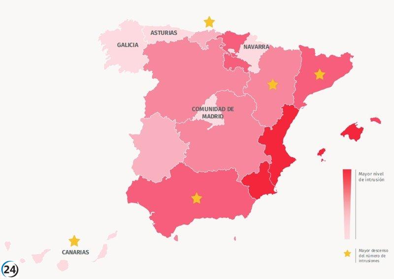 Las comunidades más seguras de España, según un estudio de Securitas Direct, son Galicia, Asturias, Navarra, Canarias y Madrid.