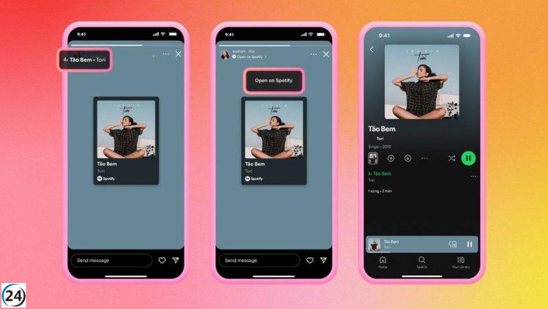 Instagram permite compartir en notas canciones de Spotify en tiempo real.