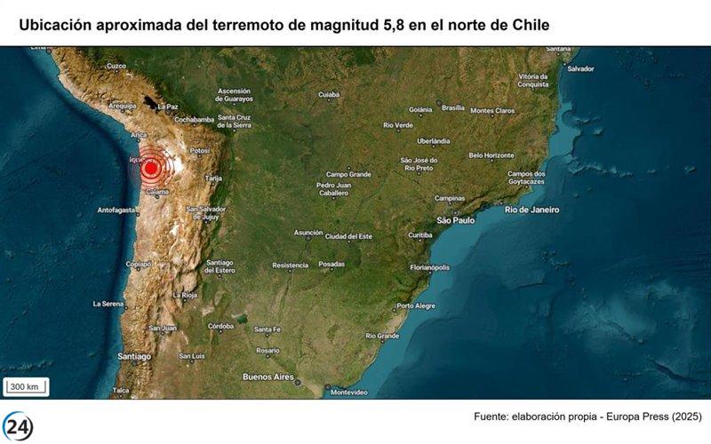 Terremoto de 5,8 grados golpea el norte chileno.