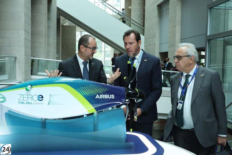 Óscar Puente recorre las fábricas de Airbus en Canadá.
