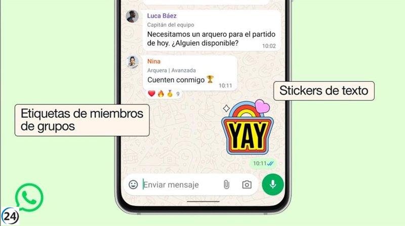 WhatsApp introduce etiquetas de miembros y stickers de texto en grupos.