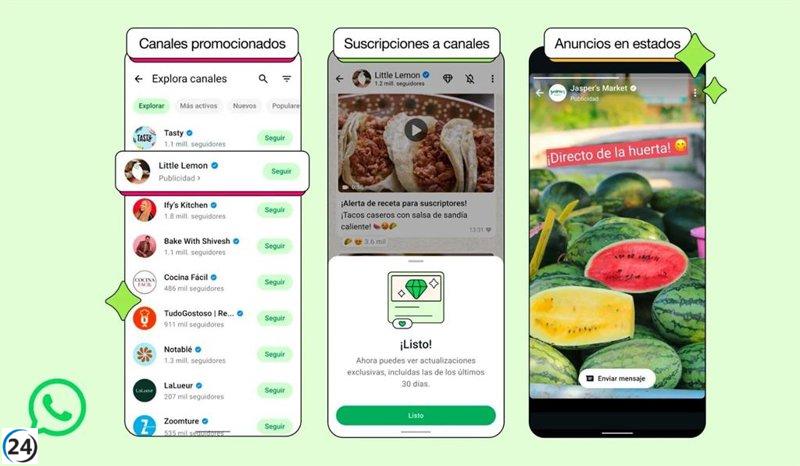 WhatsApp lanza plan de suscripción sin anuncios frente a la publicidad en estados y canales.