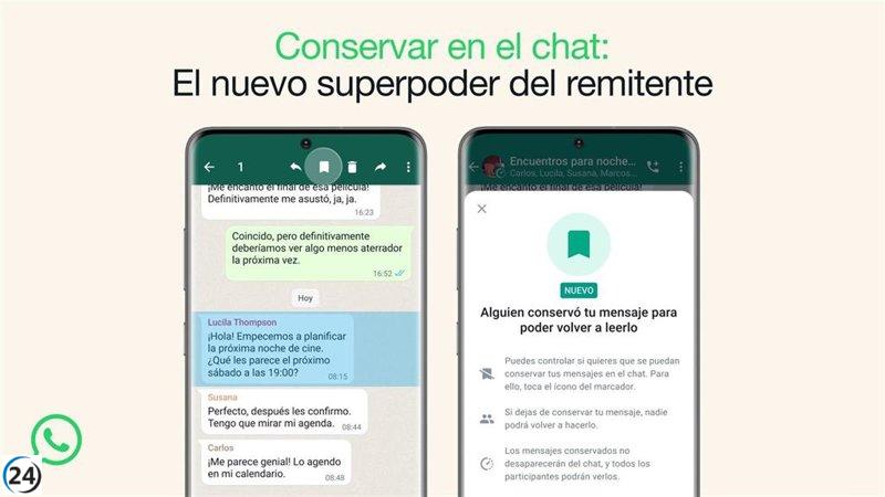 WhatsApp introduce la función de guardar mensajes temporales en el chat.