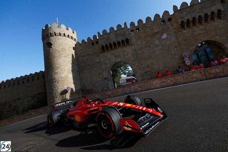 Leclerc, dominante en Bakú, se asegura la pole position.