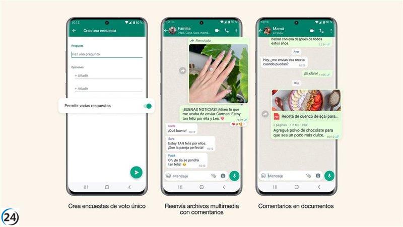 WhatsApp incorpora mejoras en encuestas y compartición de archivos.