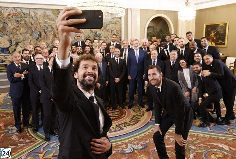 El Rey recibe al Real Madrid tras ganar la Euroliga.
